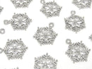 Metal parts Snow crystal charm 21x15mm Silver color (with CZ) 1pc