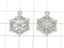 Metal parts Snow crystal charm 21x15mm Silver color (with CZ) 1pc