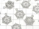 Metal parts Snow crystal charm 21x15mm Silver color (with CZ) 1pc