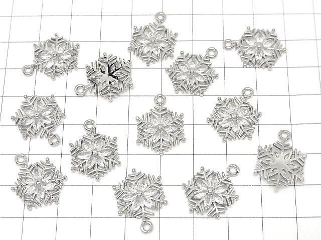 Metal parts Snow crystal charm 21x15mm Silver color (with CZ) 1pc