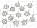Metal parts Snow crystal charm 21x15mm Silver color (with CZ) 1pc