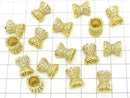 Metal parts Ribbon Rondelle (Tube) 12x10x10mm Gold color (with CZ) 1pc