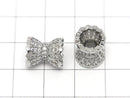 Metal parts Ribbon Rondelle (Tube) 12x10x10mm Silver color (with CZ) 1pc