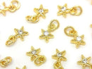 Metal parts Star motif charm 5.5x5.5mm Gold color (with CZ) 3pcs