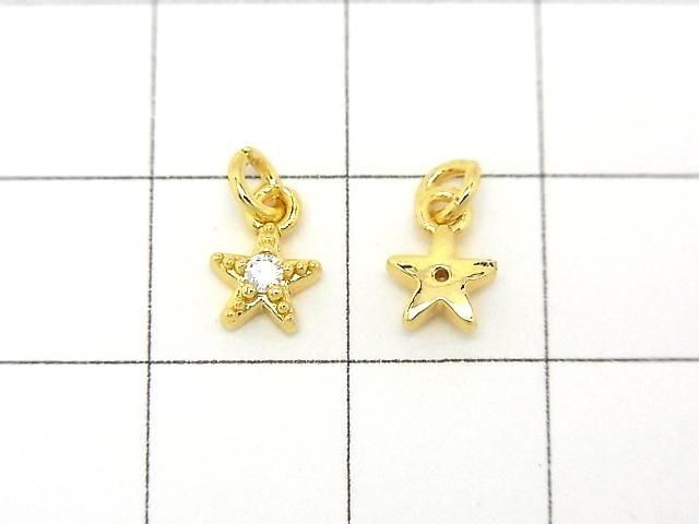 Metal parts Star motif charm 5.5x5.5mm Gold color (with CZ) 3pcs