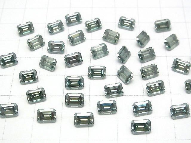 [Video] Moissanite AAA Loose stone Rectangle Faceted 7x5mm [Green] 1pc