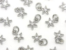Metal parts Star motif charm 5.5x5.5mm Silver color (with CZ) 3pcs