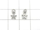Metal parts Star motif charm 5.5x5.5mm Silver color (with CZ) 3pcs