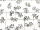 Metal parts Star motif charm 5.5x5.5mm Silver color (with CZ) 3pcs