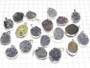 [Video] Druzy Amethyst Pendant Silver color 1pc