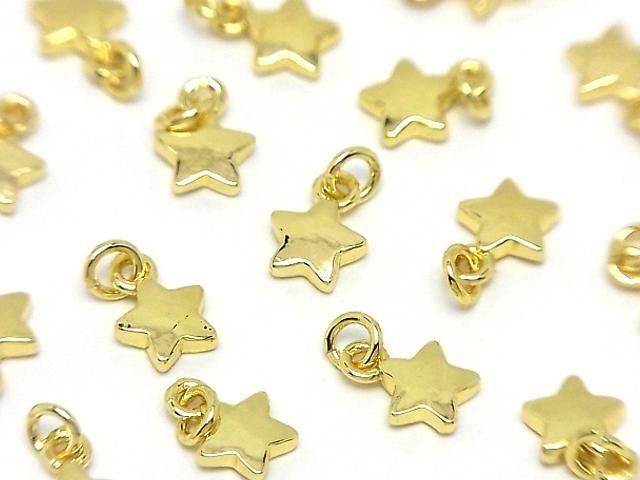 Metal parts End Charm with Jump Ring Star 6x6mm Gold color 3pcs