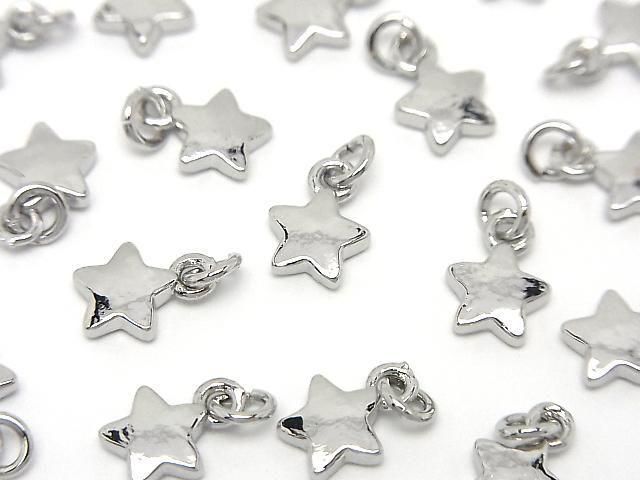 Metal parts End Charm with Jump Ring Star 6x6mm Silver color 3pcs