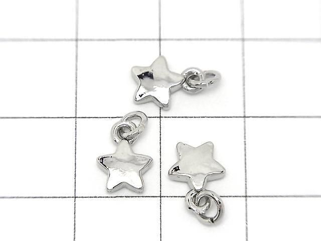 Metal parts End Charm with Jump Ring Star 6x6mm Silver color 3pcs