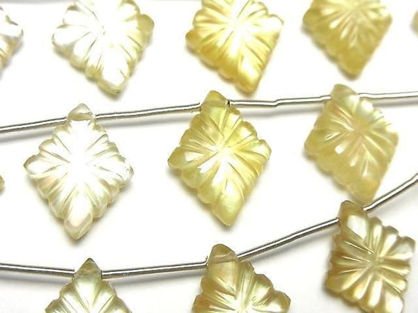 [Video] White Shell x Lemon Quartz AAA- Rosette Carving 1strand (6pcs)