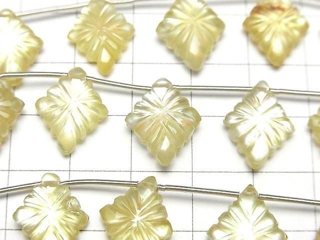 [Video] White Shell x Lemon Quartz AAA- Rosette Carving 1strand (6pcs)