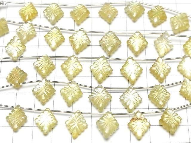 [Video] White Shell x Lemon Quartz AAA- Rosette Carving 1strand (6pcs)