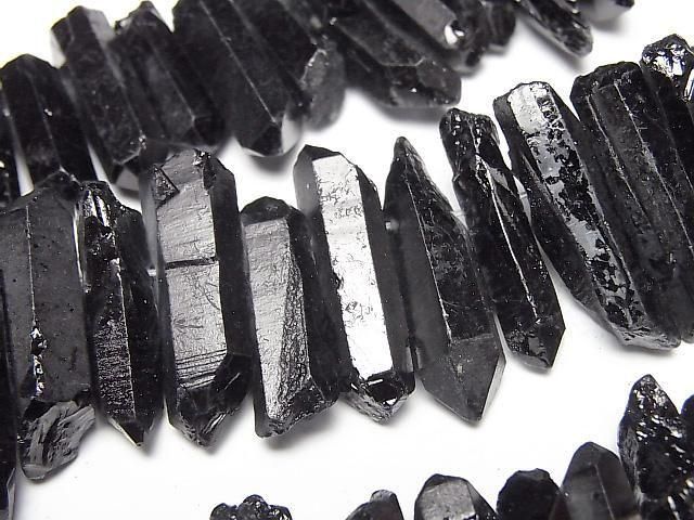[Video] Crystal Natural Point Cut Black Color Coating 1strand beads (aprx.15inch/37cm)