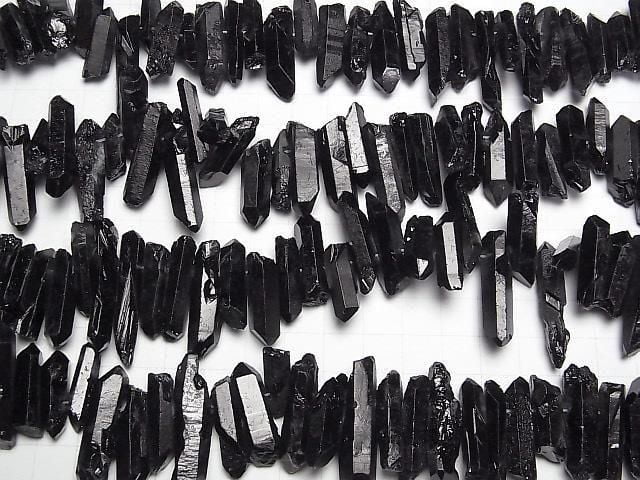 [Video] Crystal Natural Point Cut Black Color Coating 1strand beads (aprx.15inch/37cm)