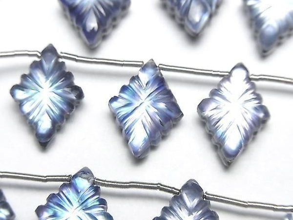[Video] Lapislazuli x White Shell x Crystal AAA - Lozenge Carving 1 strand (6 pieces)