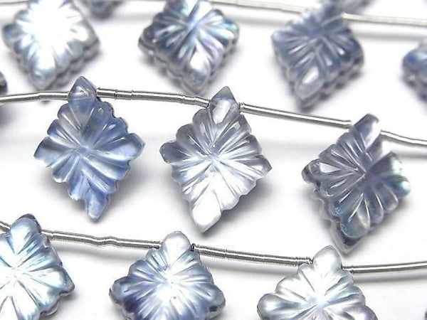 [Video] Lapislazuli x White Shell x Crystal AAA- Rosette Carving 1strand (6pcs)