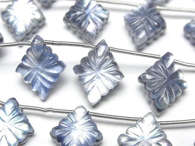 [Video] Lapislazuli x White Shell x Crystal AAA- Rosette Carving 1strand (6pcs)