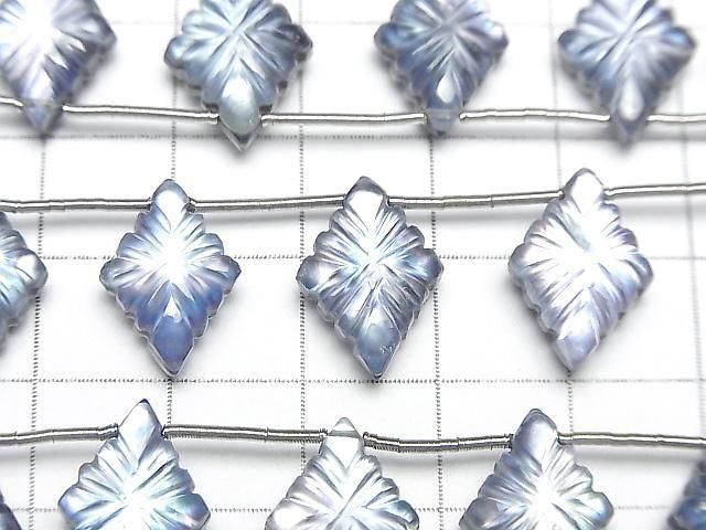 [Video] Lapislazuli x White Shell x Crystal AAA - Lozenge Carving 1 strand (6 pieces)