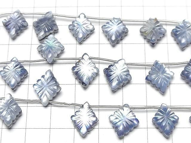 [Video] Lapislazuli x White Shell x Crystal AAA- Rosette Carving 1strand (6pcs)