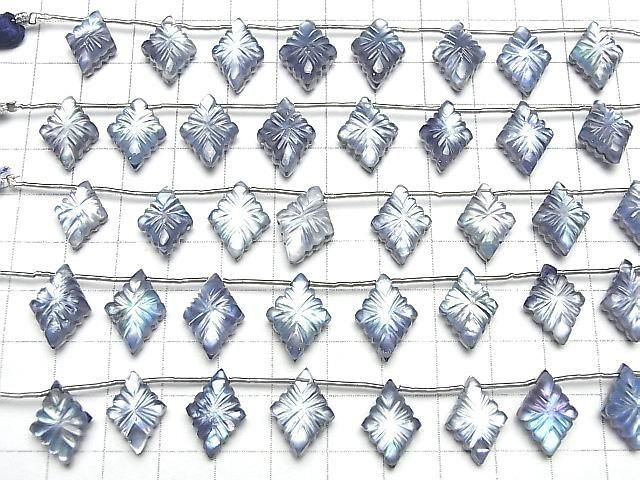 [Video] Lapislazuli x White Shell x Crystal AAA - Lozenge Carving 1 strand (6 pieces)