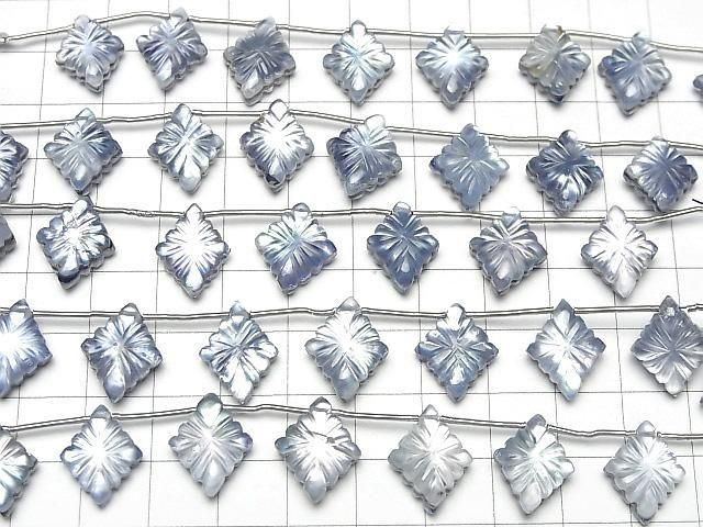 [Video] Lapislazuli x White Shell x Crystal AAA- Rosette Carving 1strand (6pcs)