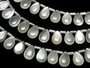 [Video]High Quality White-Gray Moonstone AA++ Pear shape (Smooth) 12x8mm 1strand (18pcs)