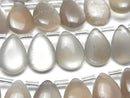 [Video]High Quality Brown-Gray Moonstone AA++ Pear shape (Smooth) 14x10mm half or 1strand (18pcs)