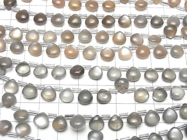 [Video]High Quality Brown-Gray Moonstone AA++ Chestnut (Smooth) 8x8mm half or 1strand (18pcs )