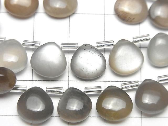 [Video]High Quality Brown-Gray Moonstone AA++ Chestnut (Smooth) 10x10mm half or 1strand (18pcs)