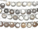 [Video]High Quality Brown-Gray Moonstone AA++ Chestnut (Smooth) 10x10mm half or 1strand (18pcs)