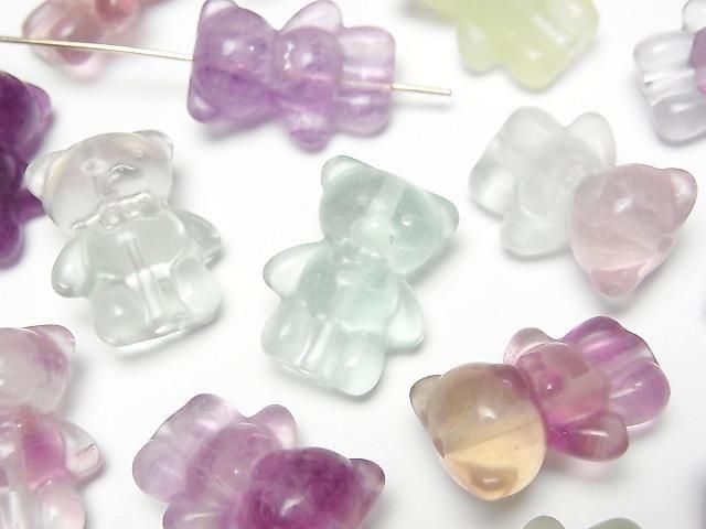 [Video] Multicolor Fluorite AAA - Bear Motif 18x14x10mm [Drilled Hole] 5pcs