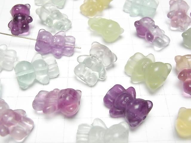 [Video] Multicolor Fluorite AAA - Bear Motif 18x14x10mm [Drilled Hole] 5pcs