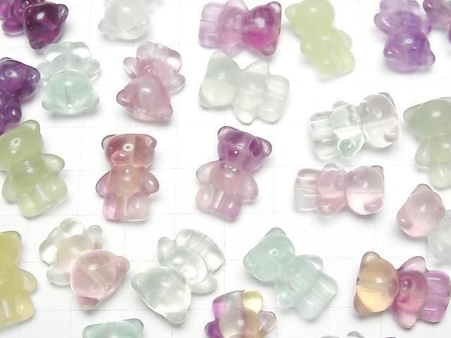[Video] Multicolor Fluorite AAA - Bear Motif 18x14x10mm [Drilled Hole] 5pcs