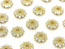 Metal parts Bead cap 10x10x3mm Gold color (with CZ) 4pcs