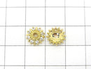 Metal parts Bead cap 10x10x3mm Gold color (with CZ) 4pcs
