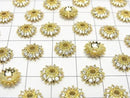Metal parts Bead cap 10x10x3mm Gold color (with CZ) 4pcs