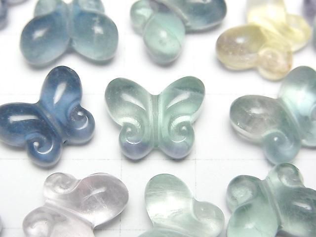 [Video] Multicolor Fluorite AAA- Butterfly motif 11x14mm [Drilled Hole] 5pcs