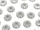 Metal parts Bead cap 10x10x3mm Silver color (with CZ) 4pcs