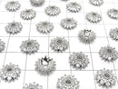 Metal parts Bead cap 10x10x3mm Silver color (with CZ) 4pcs