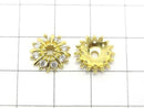 Metal parts Bead cap 11.5x11.5x3.5mm Gold color (with CZ) 4pcs