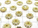 Metal parts Bead cap 11.5x11.5x3.5mm Gold color (with CZ) 4pcs