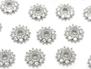 Metal parts Bead cap 11.5x11.5x3.5mm Silver color (with CZ) 4pcs
