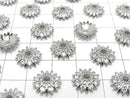 Metal parts Bead cap 11.5x11.5x3.5mm Silver color (with CZ) 4pcs