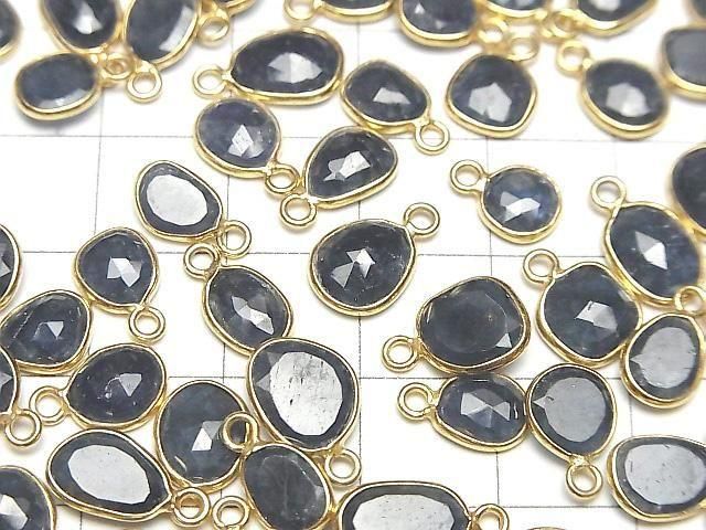 [Video]High Quality Blue Sapphire AA++ Bezel Setting Freeform Rose Cut [One Side] 18KGP 3pcs