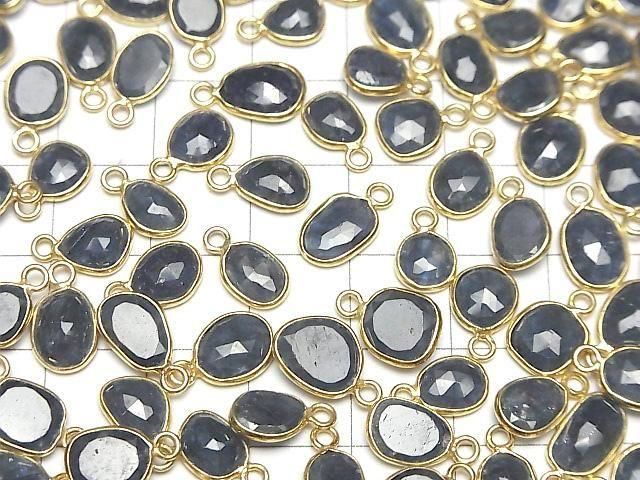 [Video]High Quality Blue Sapphire AA++ Bezel Setting Freeform Rose Cut [One Side] 18KGP 3pcs