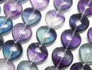 [Video] Multicolor Fluorite AAA Vertical Hole Heart 14x14mm half or 1strand beads (aprx.15inch/36cm)